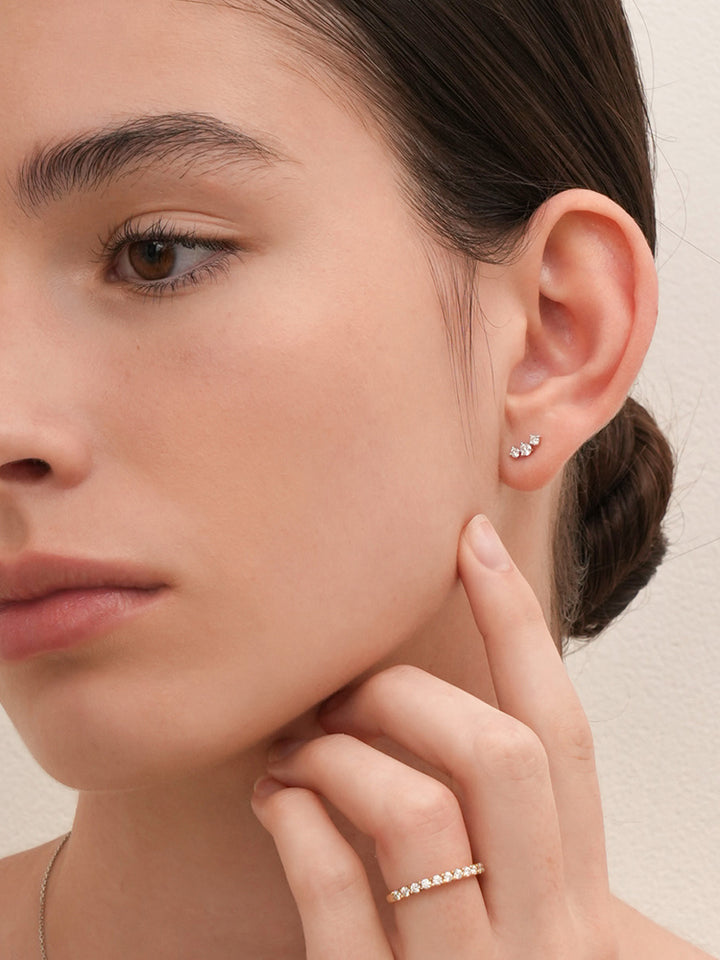 14K Solid Gold Lab Diamond Twinkle Crown Cartilage Earring 20G18G16G