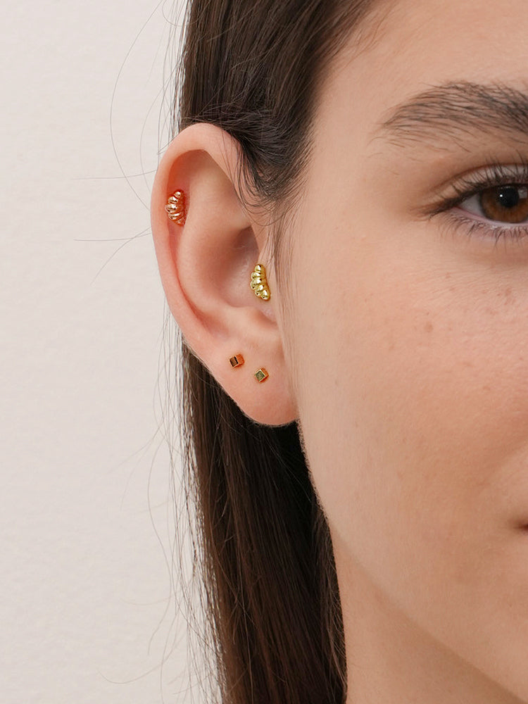 14K Solid Gold Micro Cube Box Cartilage Earring 20G