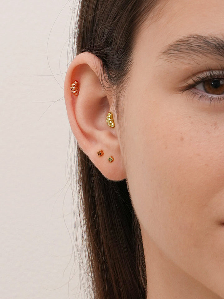 14K Solid Gold Micro Cube Box Cartilage Earring 20G