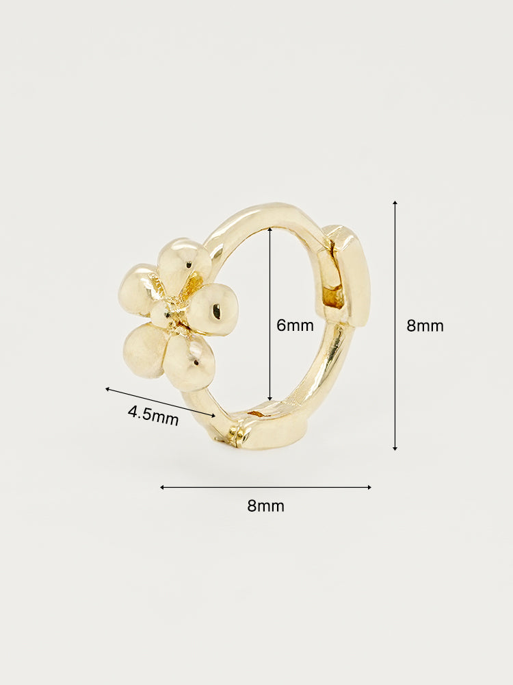 14K 18K Mini Flower Bloom Cartilage Hoop Earring