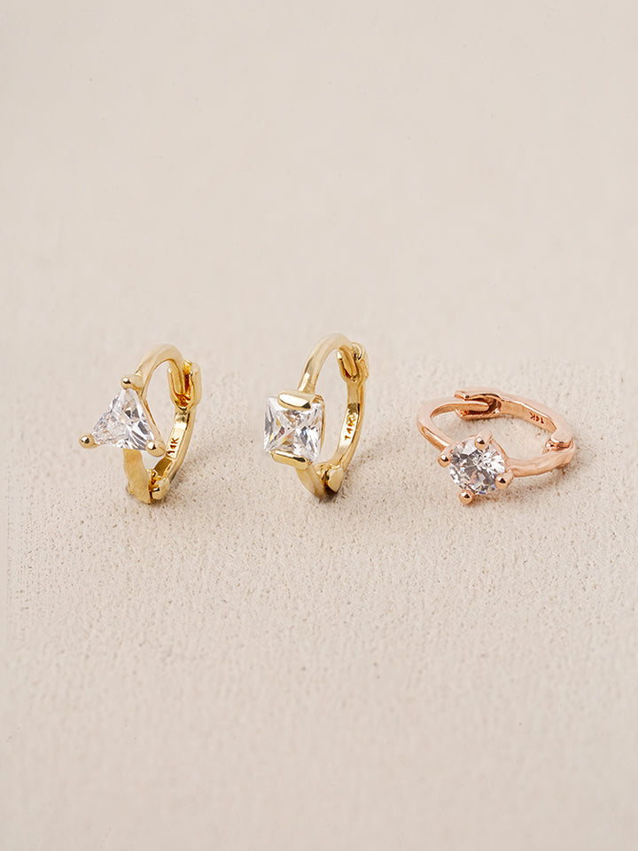 14K Solid Gold Mini Point Cubic Cartilage Hoop Earring