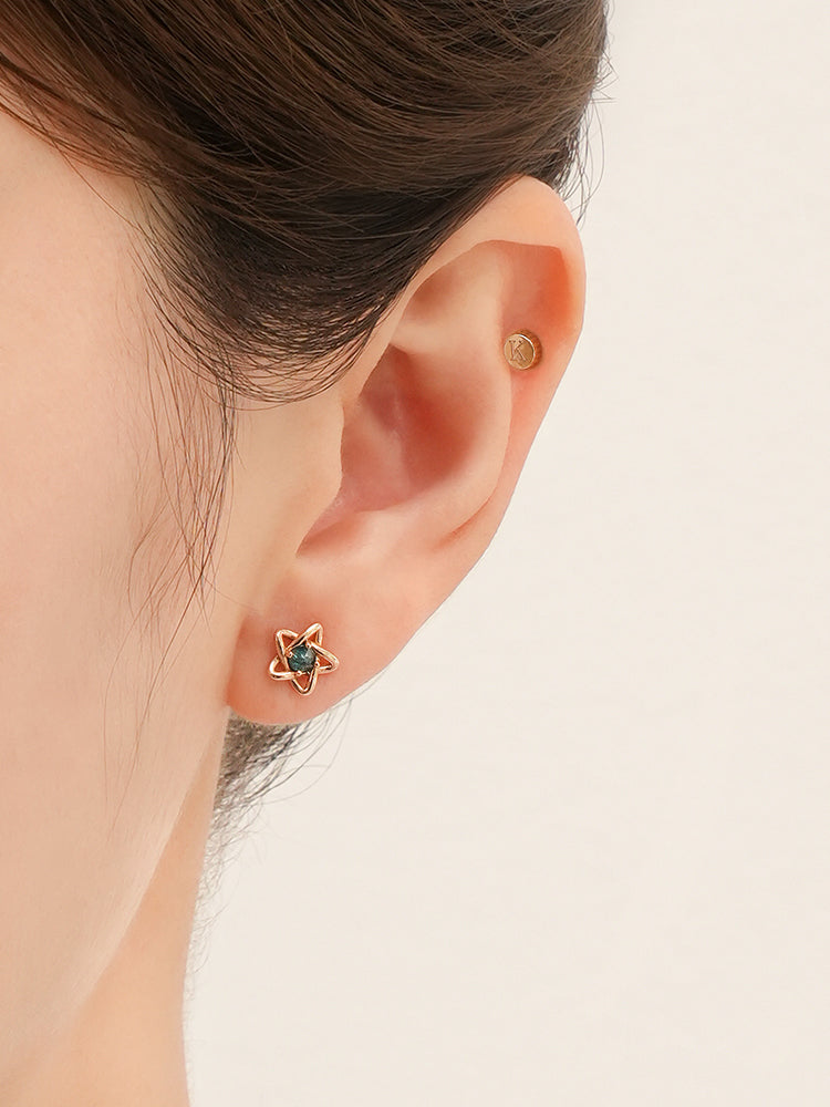 14K Gold My Letter Initial Cartilage Earring 18G