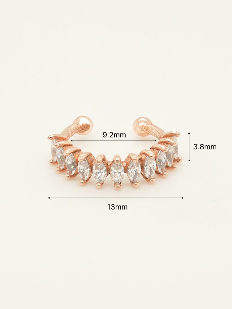 14K Solid Gold Shine Crystal Inner Conch Ear Cuff