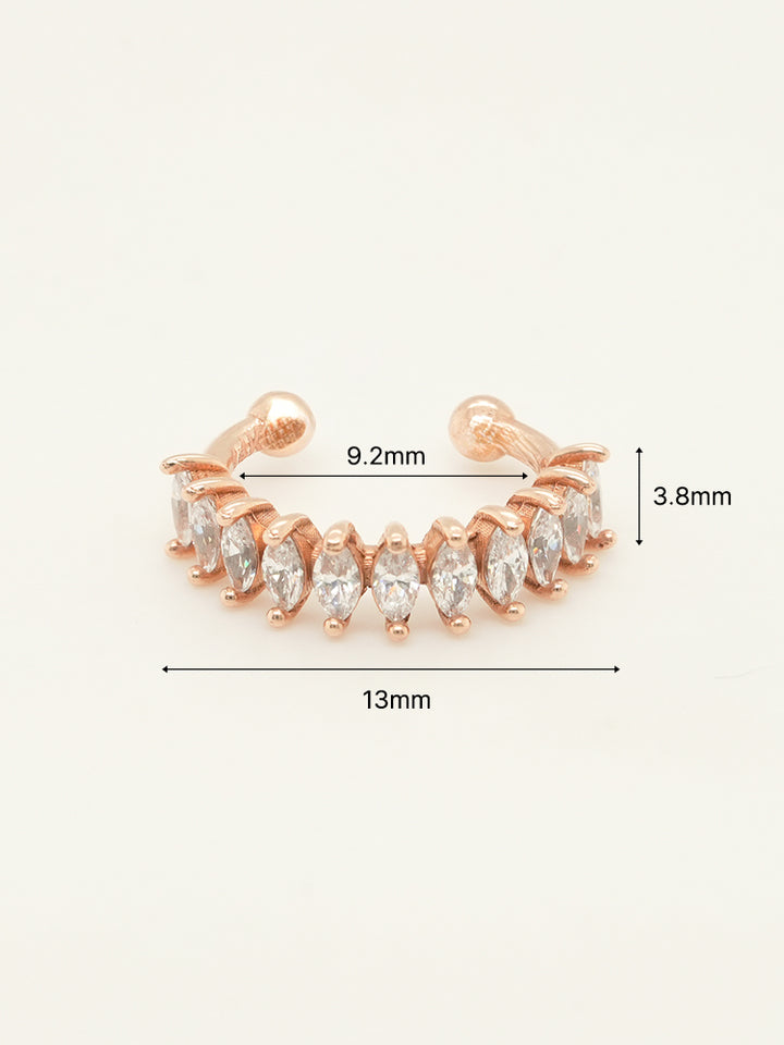 14K Solid Gold Shine Crystal Inner Conch Ear Cuff