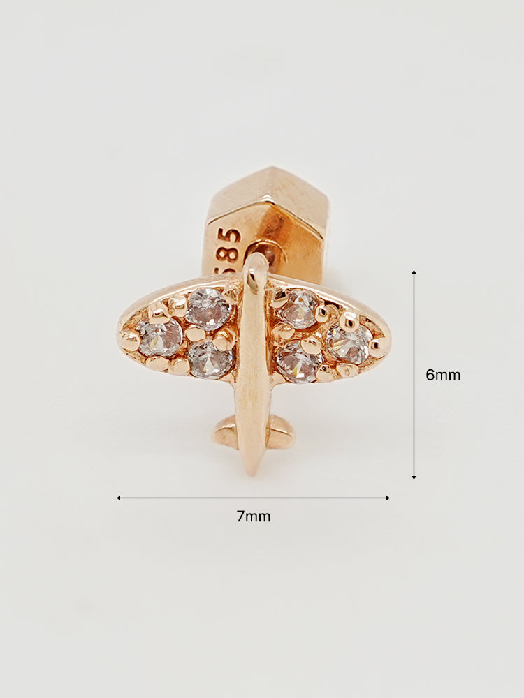 14K Gold Sky Glow Flying Cartilage Earring 18G