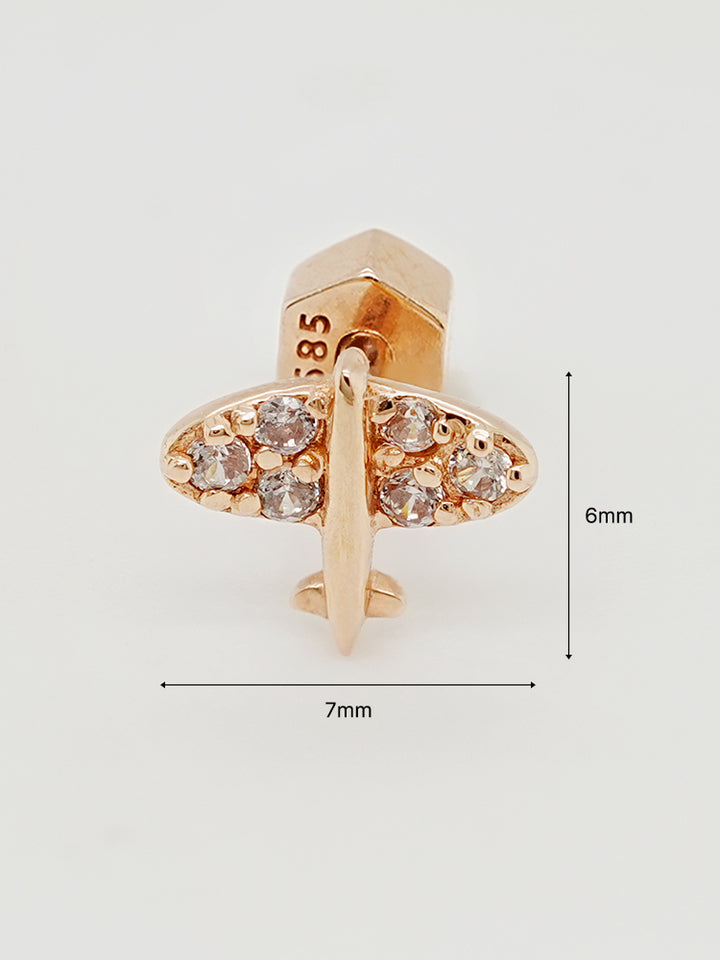 14K Gold Sky Glow Flying Cartilage Earring 18G