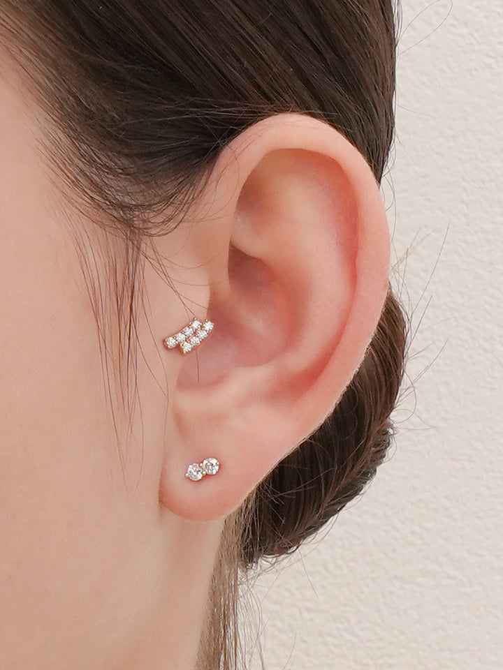 14K Gold Wave Line Cartilage Earring 18G16G