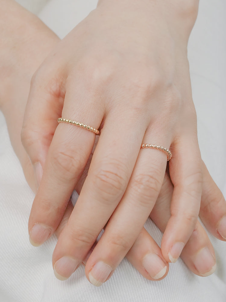 14K Solid Gold Layered Volume Bubble Ball Ring