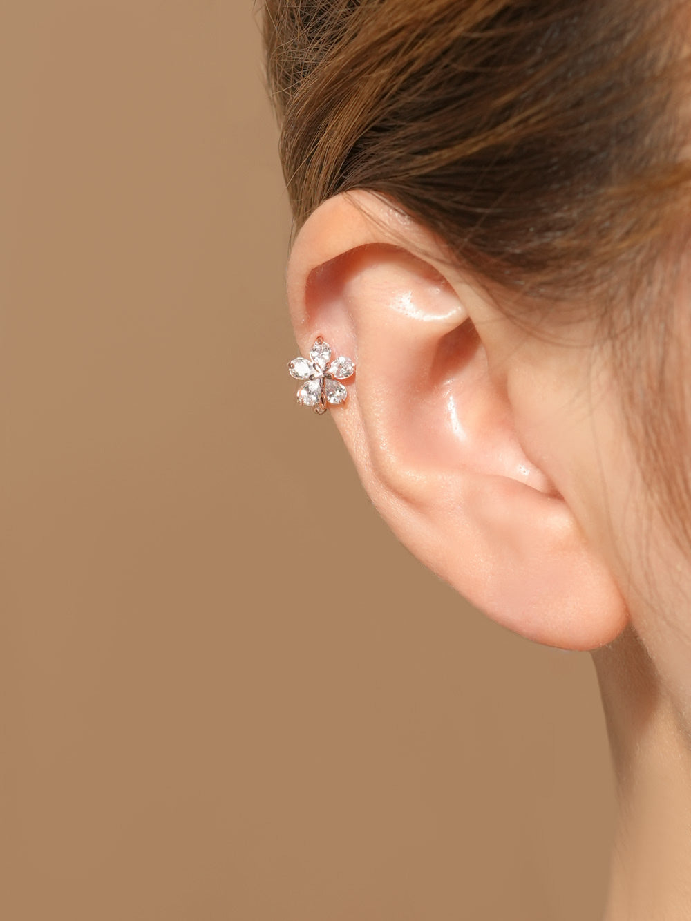 14K 18K Solid Gold Stella Flower Cartilage Hoop Earring