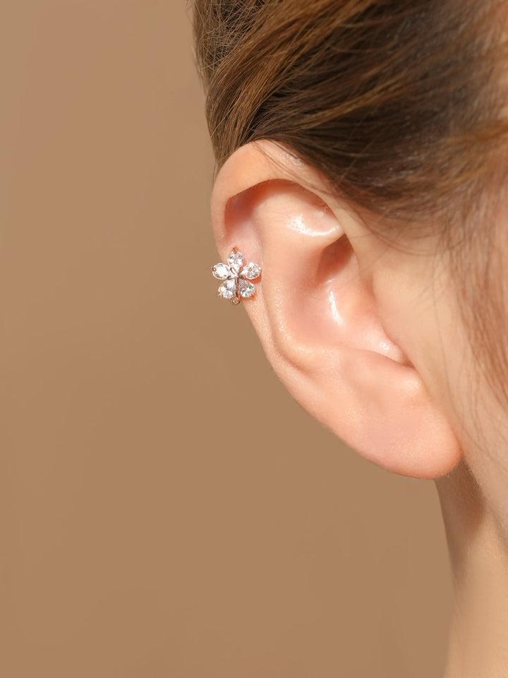 14K 18K Solid Gold Stella Flower Cartilage Hoop Earring