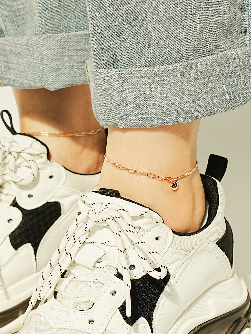 14K Point Lock Anklet Bracelet