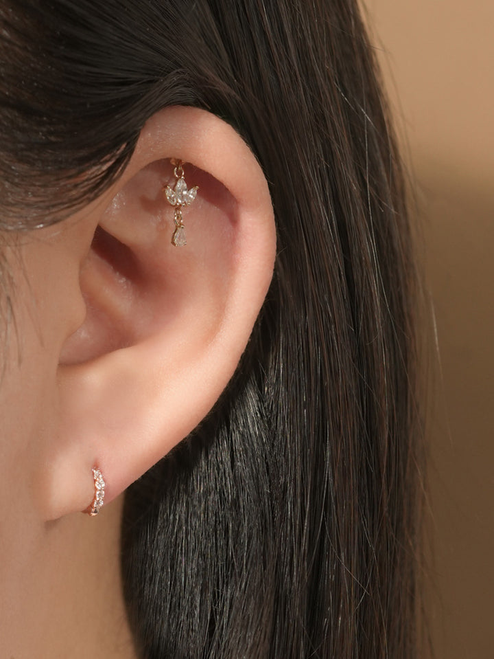 14K Gold Daily CZ Cartilage Hoop Earring