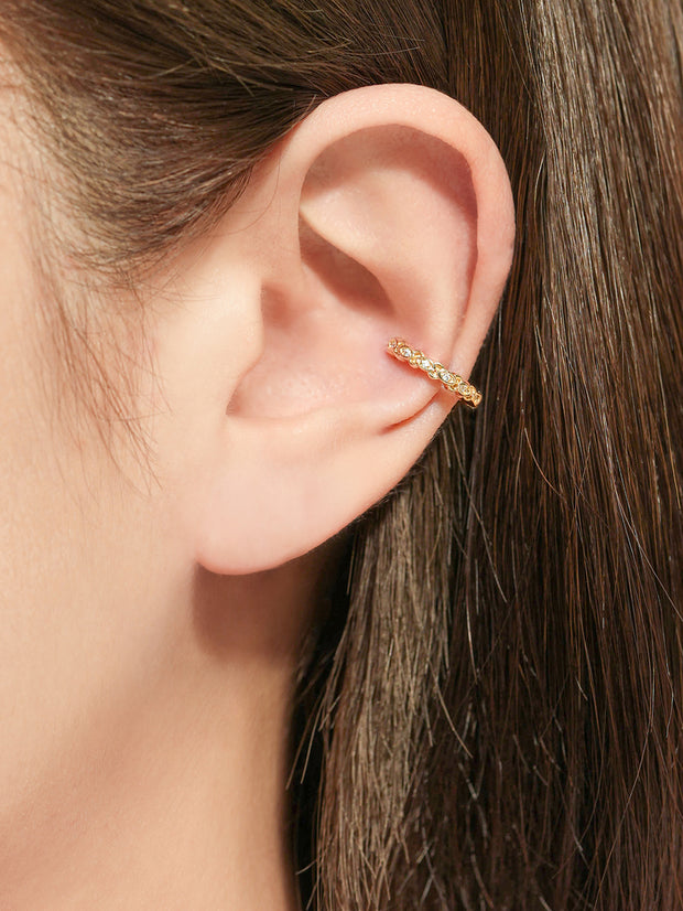 14K Gold Cubic Twist Ear cuff