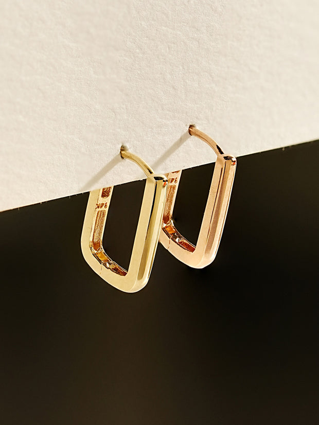 14K Gold Daily Square Hoop Earring