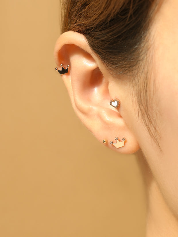14K Gold Dot Cubic Tiara Cartilage Earring 18G16G