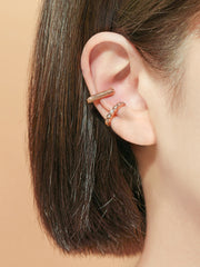 14K Gold Larva Patterned Ear cuff