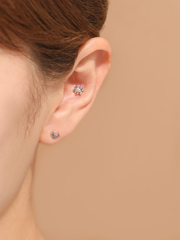 14K Gold Moissanite Colored Lovely Flower Cartilage Earring 20G18G16G