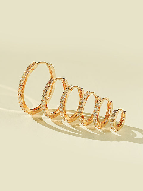 14K Gold One Line Cubic Cartilage Hoop Earring