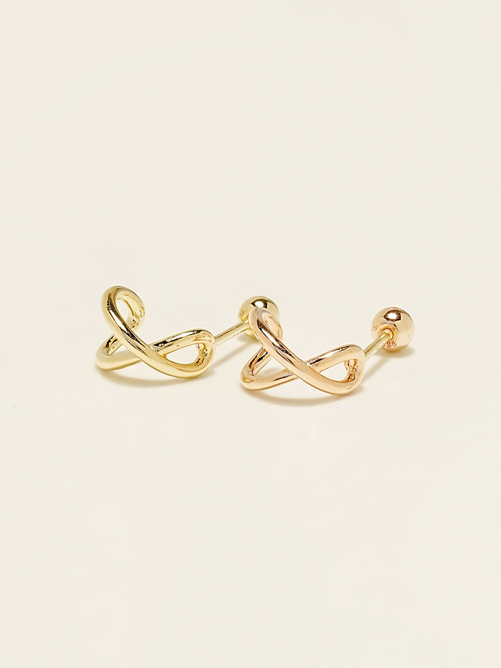 14K Gold Roundy Cross Ring Cartilage Earring 20G18G16G