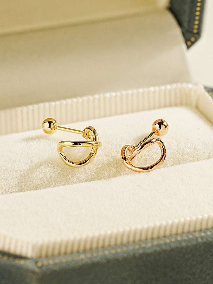 14K Gold Roundy Cross Ring Cartilage Earring 20G18G16G