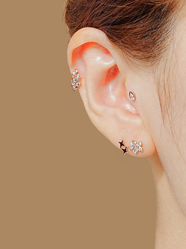 14K Gold Twinkle CZ Hoop Cartilage Earring