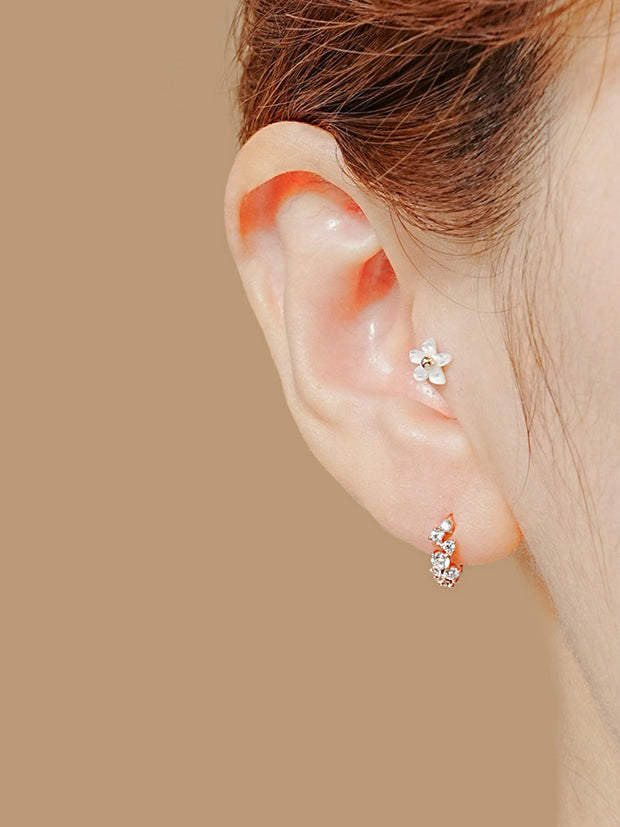 14K Gold Twinkle CZ Hoop Cartilage Earring