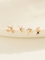 14K Gold Twinkle Stars Cartilage Earrings 20G18G16G