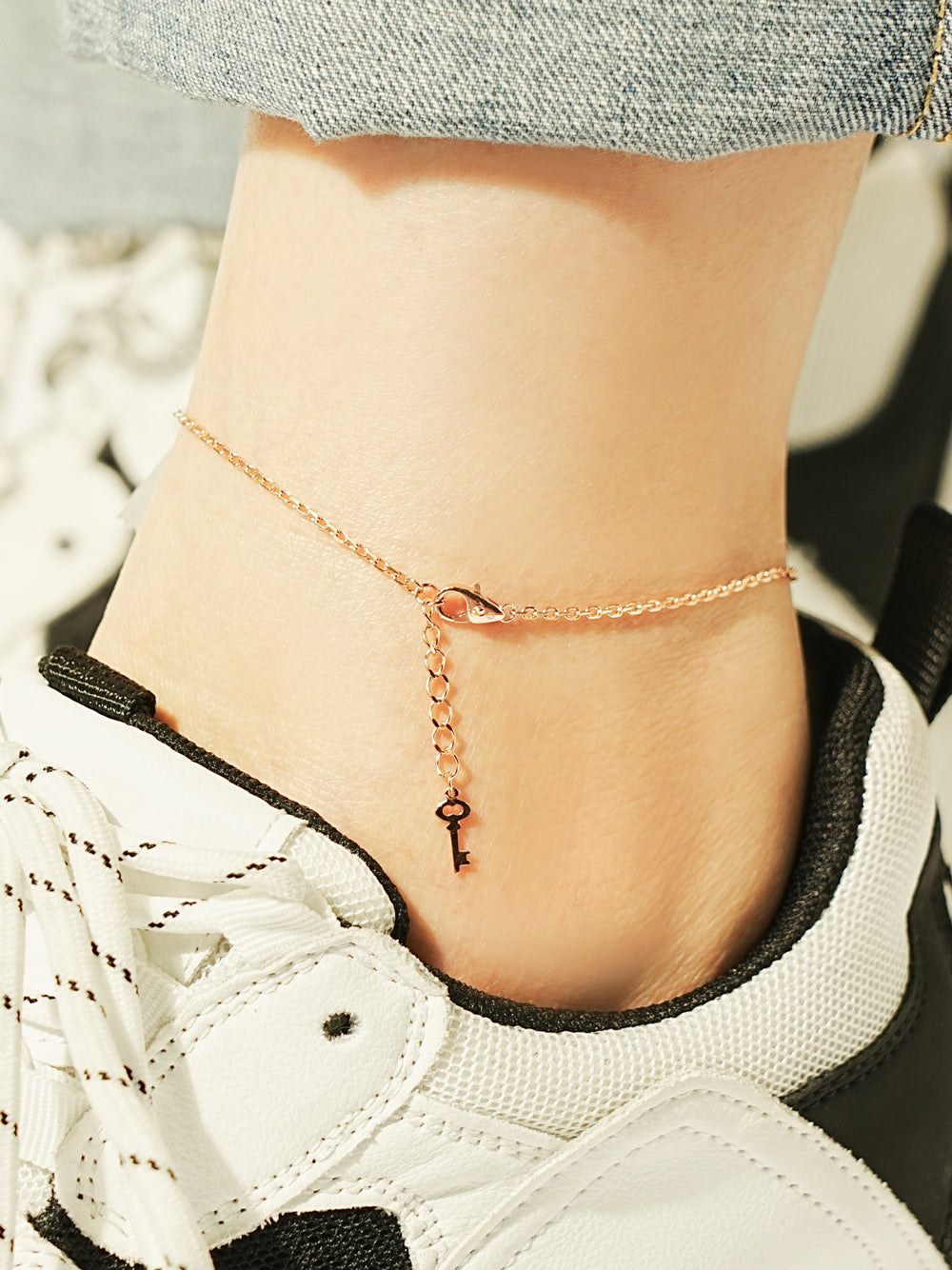 14K Point Lock Anklet Bracelet