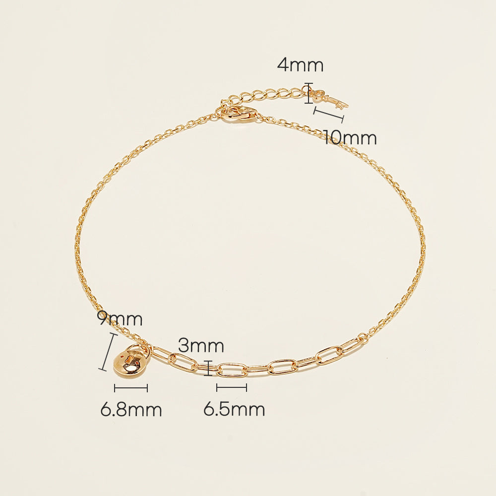 14K Point Lock Anklet Bracelet