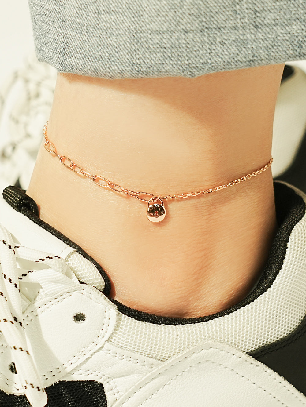 14K Point Lock Anklet Bracelet