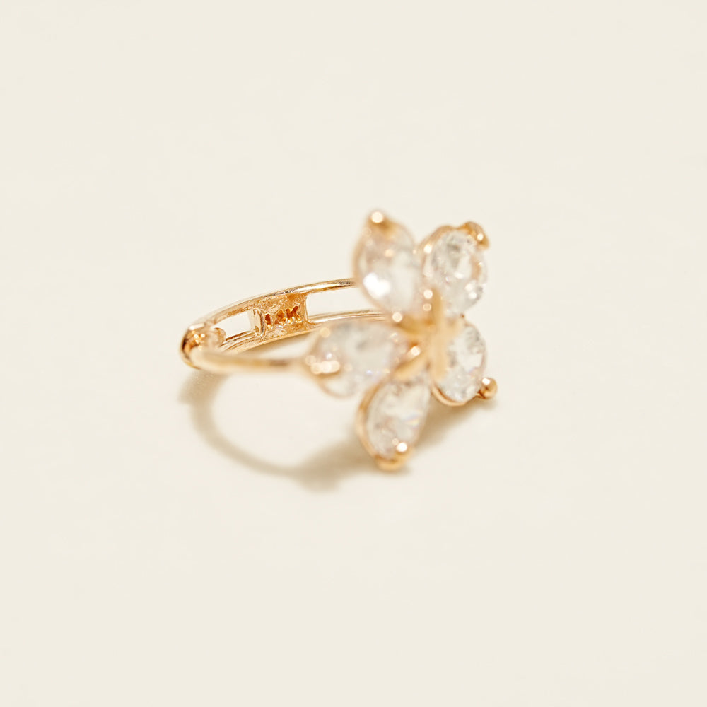 14K 18K Solid Gold Stella Flower Cartilage Hoop Earring