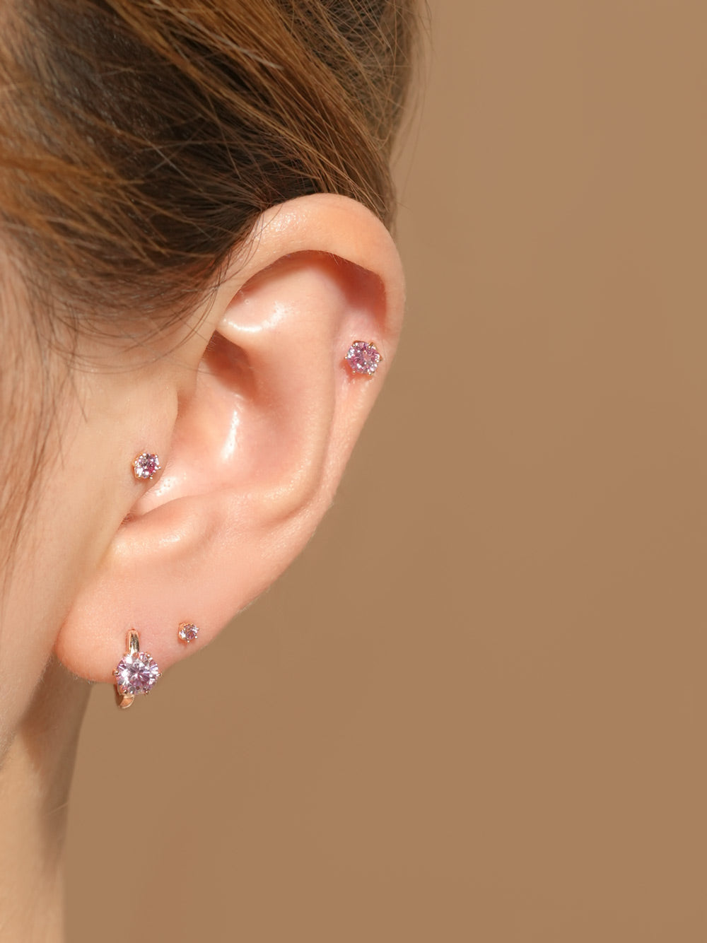 14K 18K Gold Moissanite Dia Color Cartilage Hoop Earring S,M,L