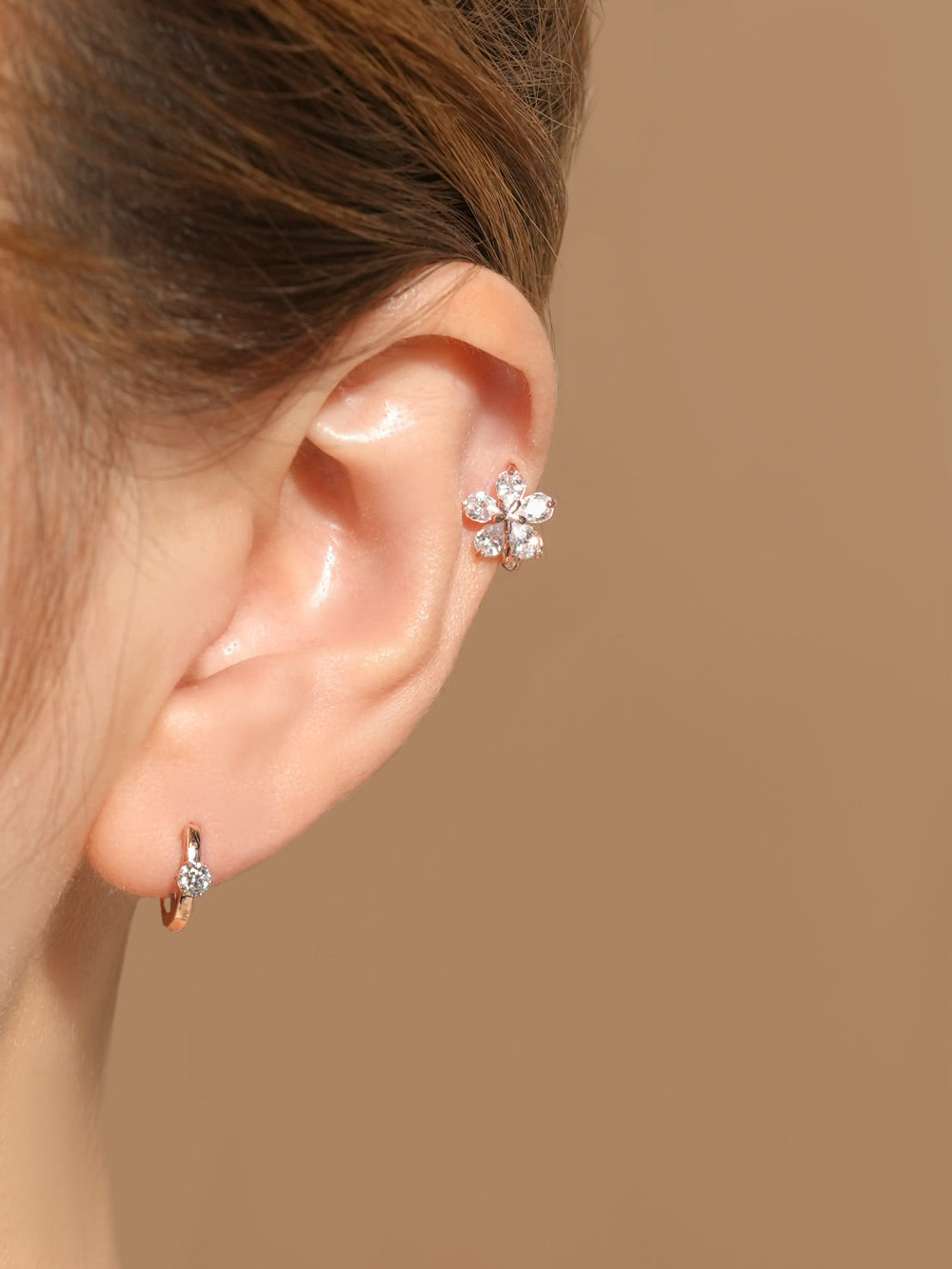 14K 18K Gold Moissanite Dia Color Cartilage Hoop Earring S,M,L