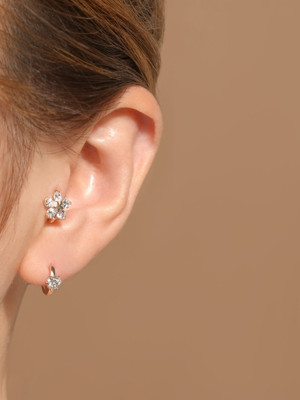 14K 18K Gold Moissanite Dia Color Cartilage Hoop Earring S,M,L