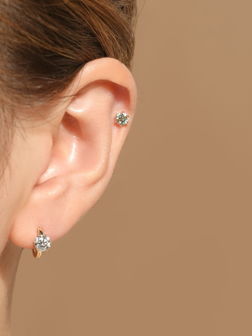 14K 18K Gold Moissanite Dia Color Cartilage Hoop Earring S,M,L