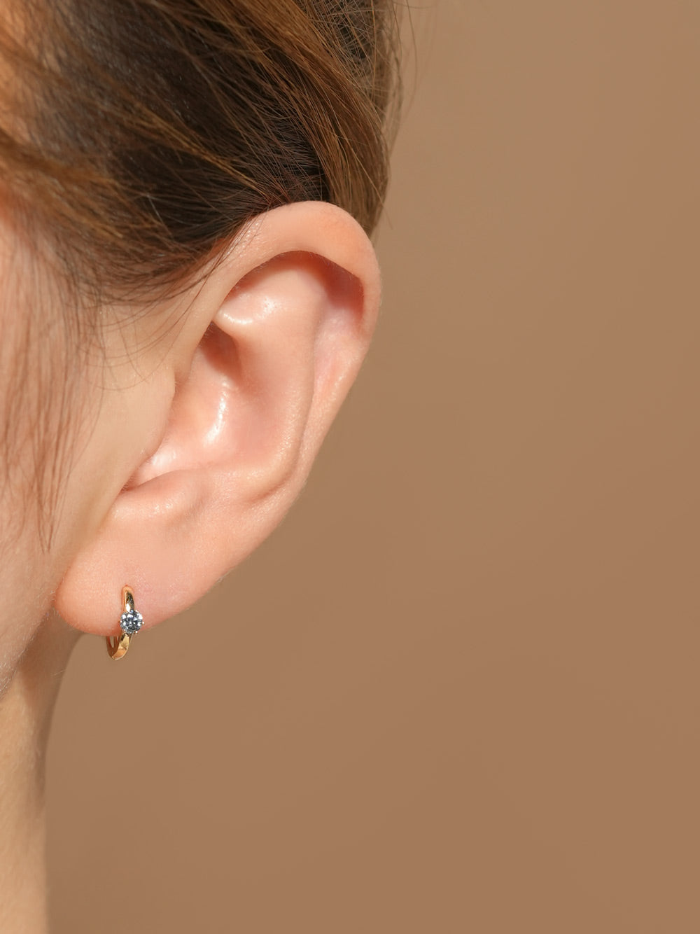 14K 18K Gold Moissanite Dia Color Cartilage Hoop Earring S,M,L