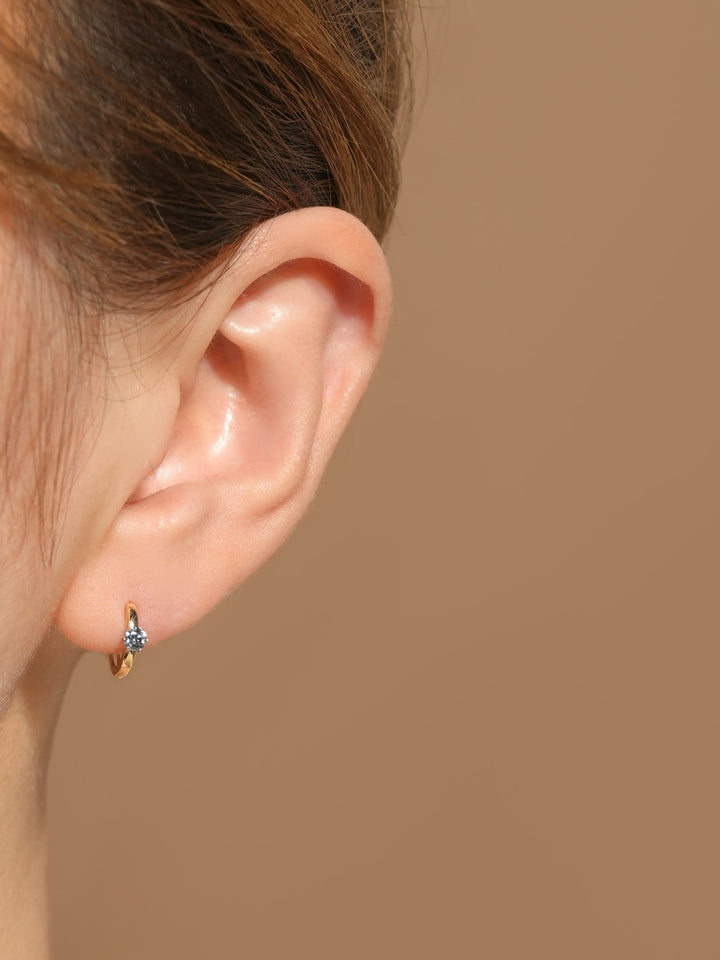 14K 18K Gold Moissanite Dia Color Cartilage Hoop Earring S,M,L