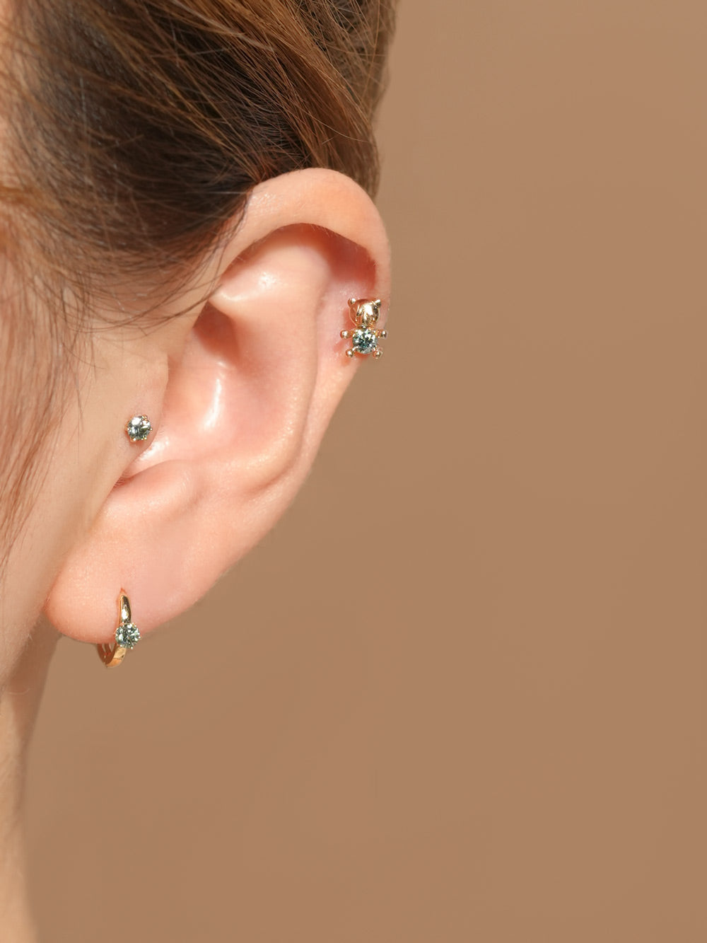 14K 18K Gold Moissanite Dia Color Cartilage Hoop Earring S,M,L