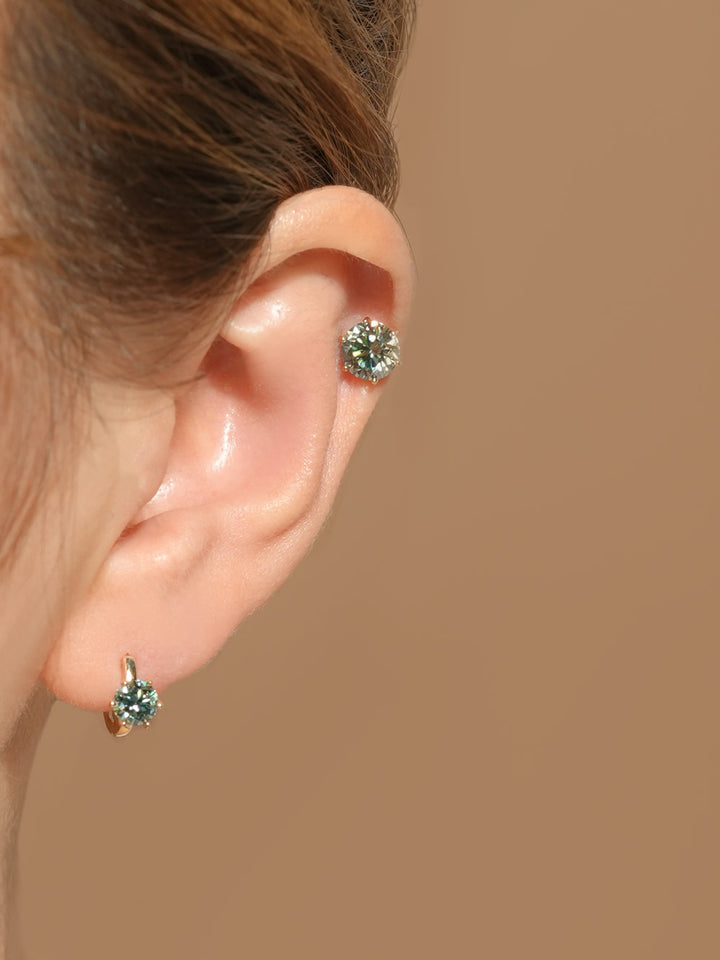 14K 18K Gold Moissanite Dia Color Cartilage Hoop Earring S,M,L