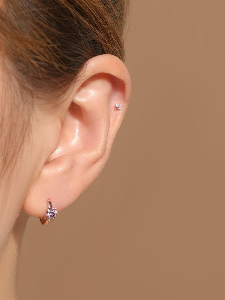 14K 18K Gold Moissanite Dia Color Cartilage Hoop Earring S,M,L