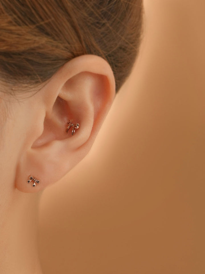 14K Gold Sweet Ribbon Cartilage Earring 20G18G16G