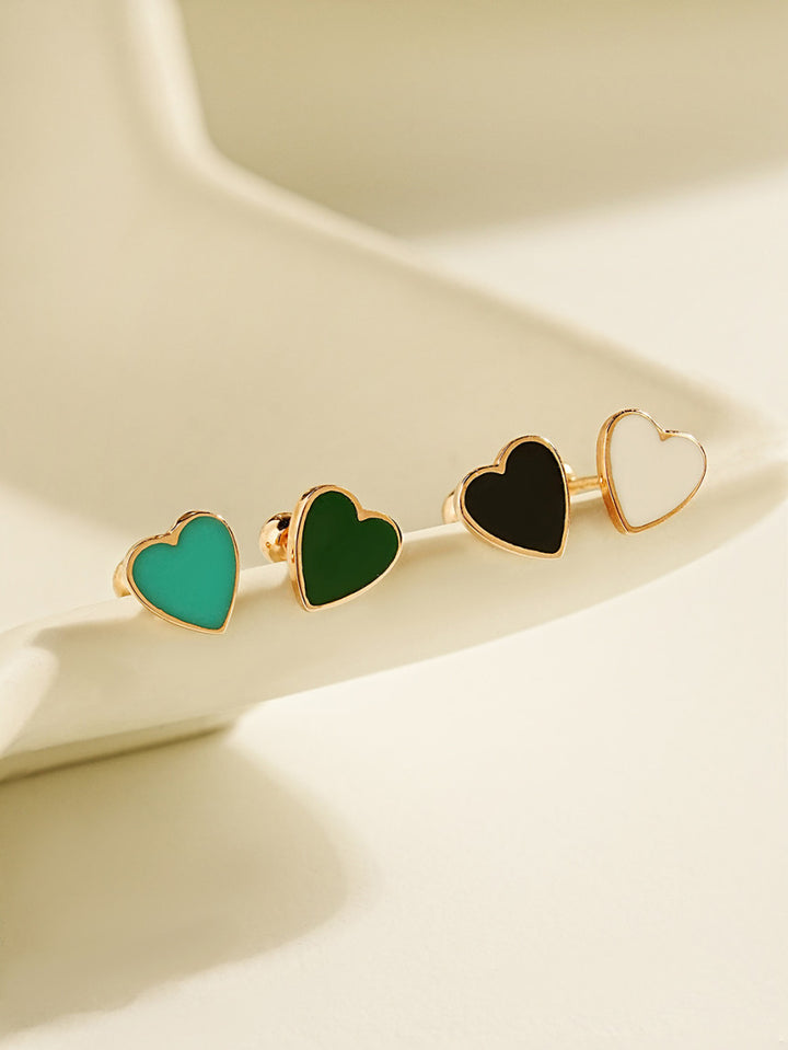 14K Solid Gold Enamel Heart Cartilage Earring 20G18G16G