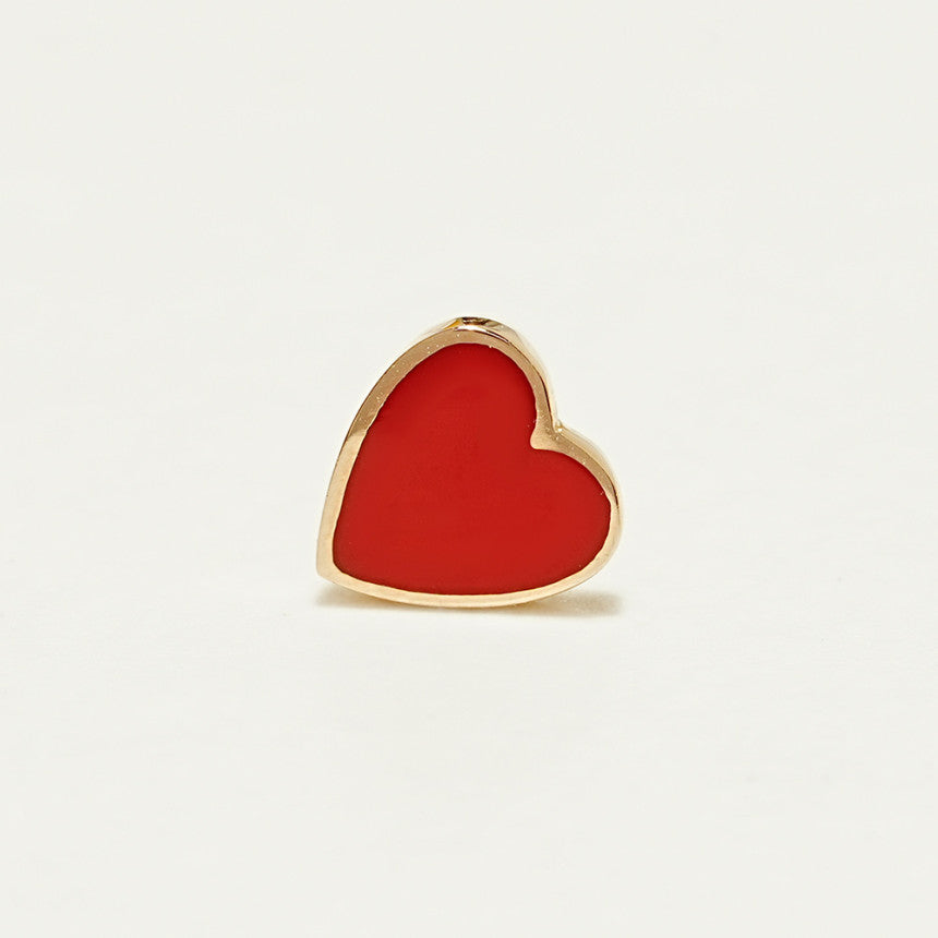 14K Solid Gold Enamel Heart Cartilage Earring 20G18G16G