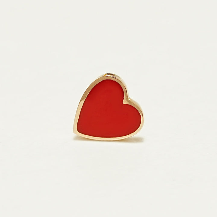 14K Solid Gold Enamel Heart Cartilage Earring 20G18G16G