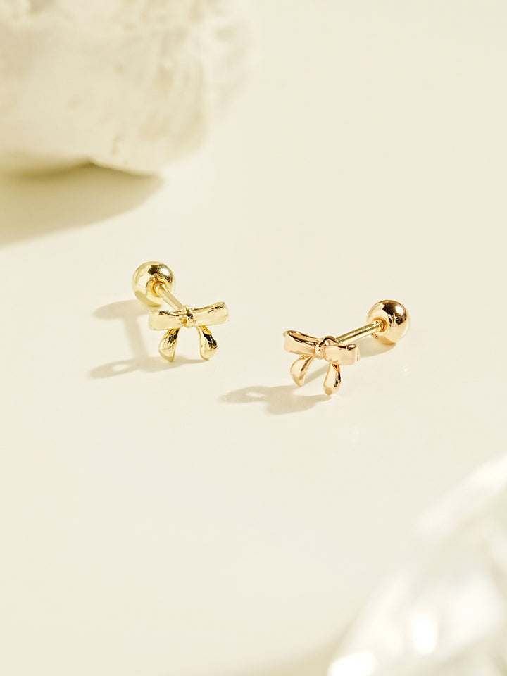 14K Gold Sweet Ribbon Cartilage Earring 20G18G16G