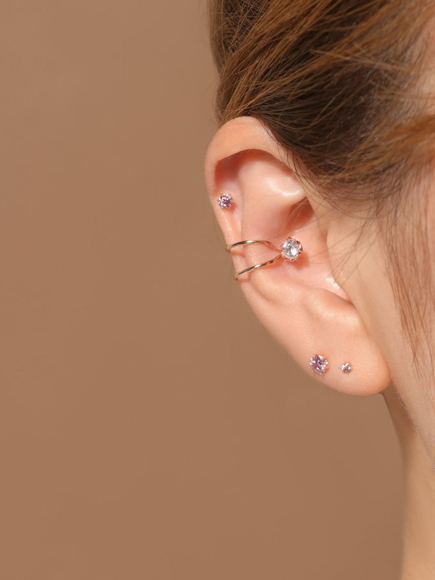 14K Gold Simple CZ Ear Cuff