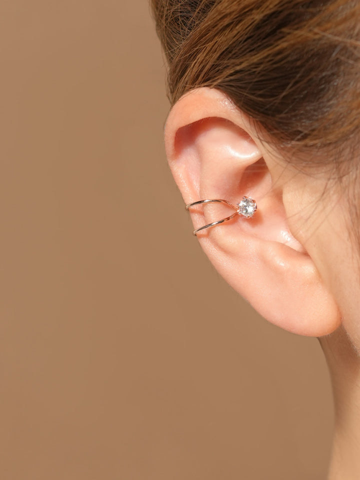 14K Gold Simple CZ Ear Cuff