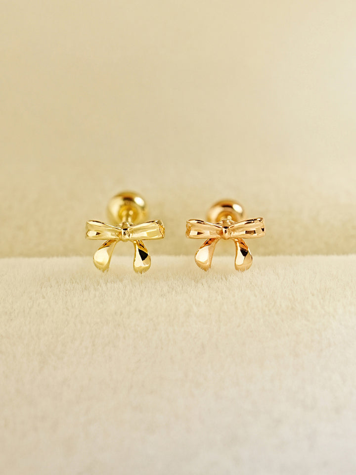 14K Gold Sweet Ribbon Cartilage Earring 20G18G16G