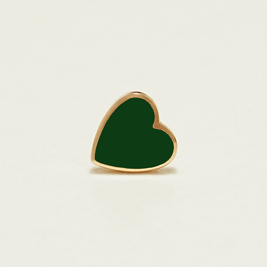 14K Solid Gold Enamel Heart Cartilage Earring 20G18G16G