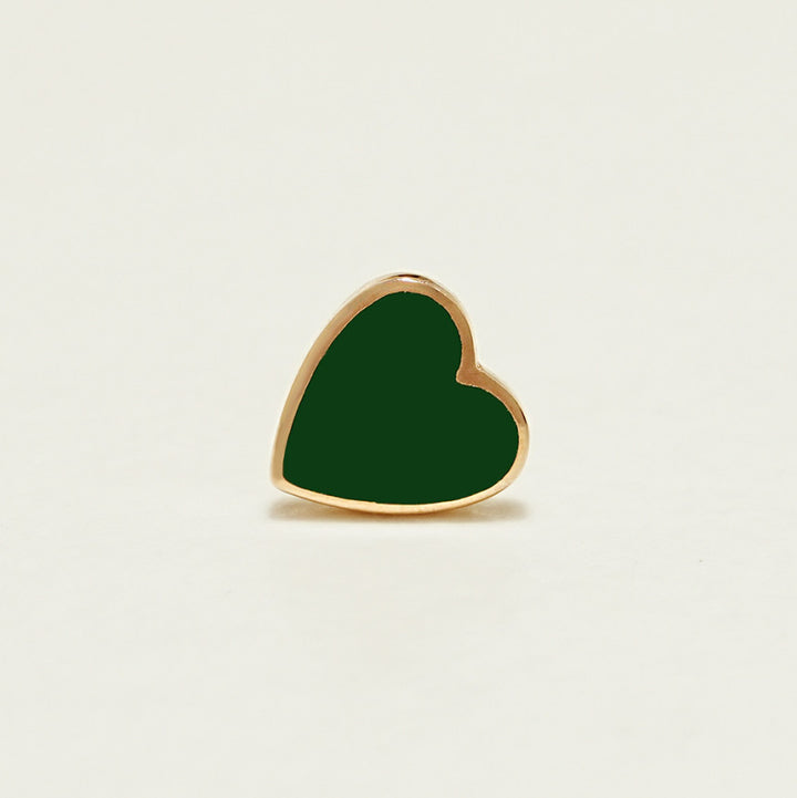 14K Solid Gold Enamel Heart Cartilage Earring 20G18G16G